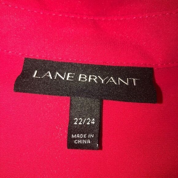 Lane Bryant Womens Plus Size 22/24 Red Split Back‎ Button Blouse Christmas D1 - Picture 2 of 5